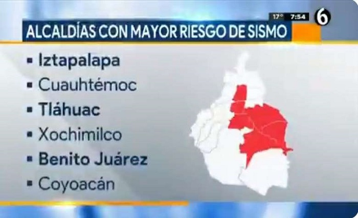 Dan a conocer cuáles son las alcaldías de la CDMX con mayor riego de sismo