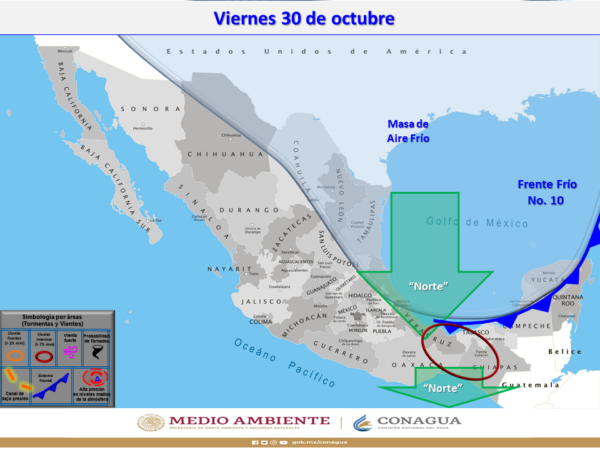 Pronostican Frente frío en la península de Yucatán para este fin de semana