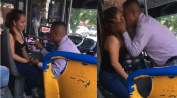 Chofer le pide matrimonio a su novia en el camión