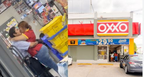 (VÍDEO) Captan romance entre cajera de Oxxo y empleado de Bimbo