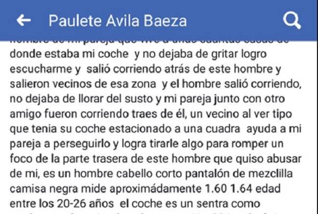 Joven relata como fue atacada por un sujeto en Chenkú, Mérida