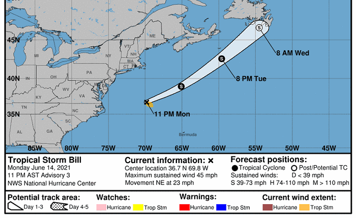 Se forma la tormenta tropical Bill en el Atlántico