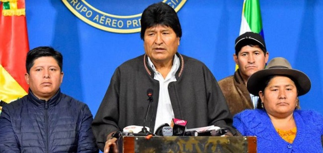 Evo Morales, presidente de Bolivia, renuncia en medio de una crisis política