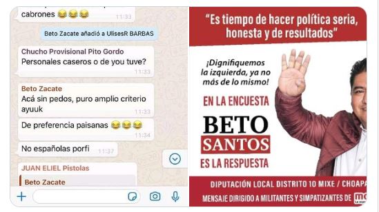 "Salgadazo" en Oaxaca: Morena impulsa candidato que exhibía a mujeres en WhatsApp