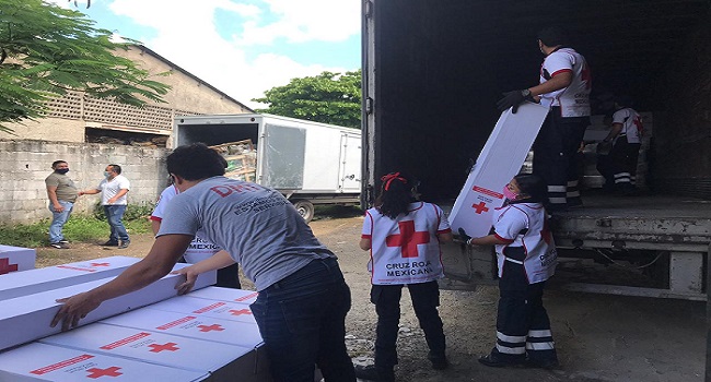Llega a Yucatán ayuda humanitaria de la Cruz Roja Mexicana para damnificados