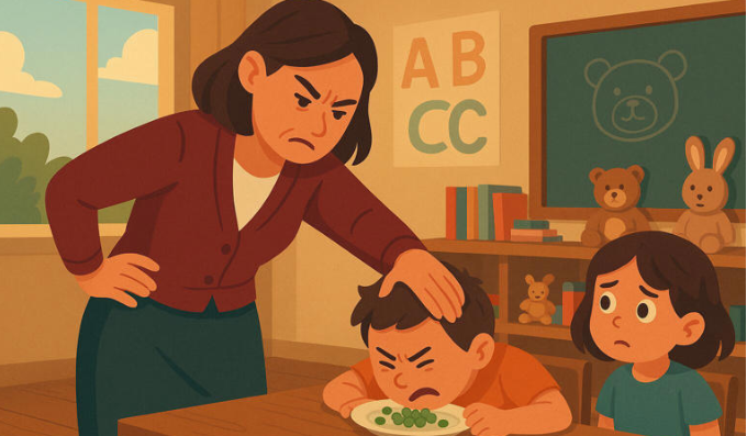 Jueces perdonan a maestra que presionó la cabeza de un niño contra su plato por no comer