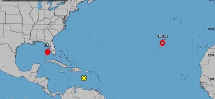 ''Eta'' se dirige a Florida como huracán, con vientos de 120 Km/h
