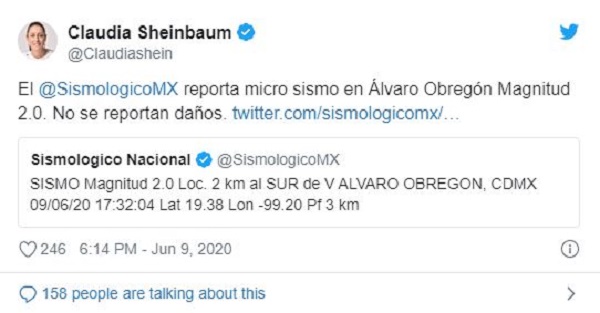 CDMX: Se registra sismo de 2.0 en la Álvaro Obregón