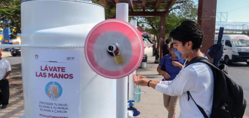 Cancún: Roban puntos de sanitización para lavarse las manos