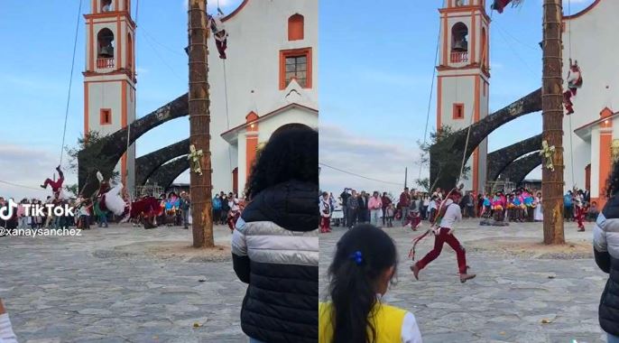 Volador de Papantla se estrella contra espectador durante danza