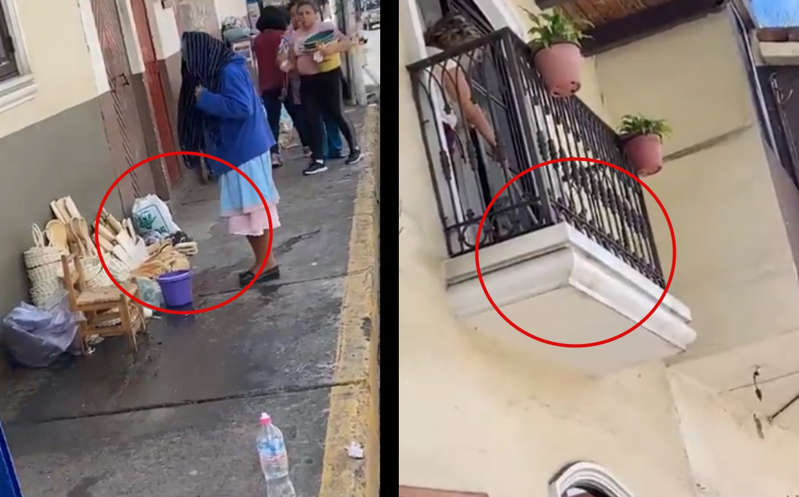 VIDEO: Mujer lanza agua a abuelita para que deje de vender sus artesanías