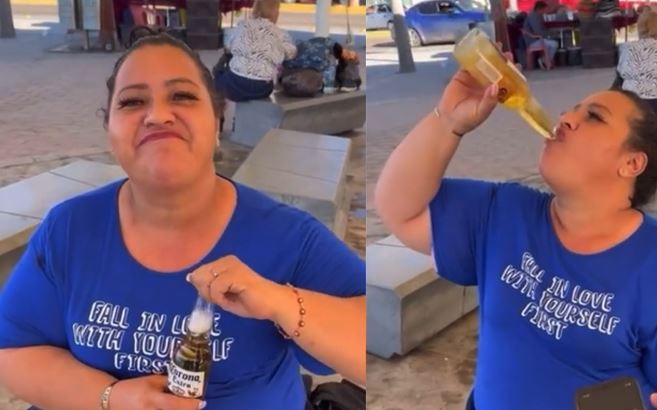 Doña Chela VS albañiles, la mujer que se bebe una cerveza en segundos