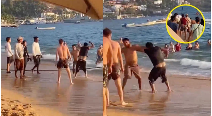 Graban fuerte reyerta entre turistas en playa de Acapulco, Guerrero