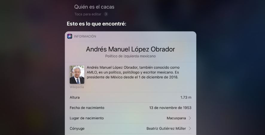 Si preguntas ¿A quién le dicen “el cacas”? Siri y Google Home: muestran a AMLO