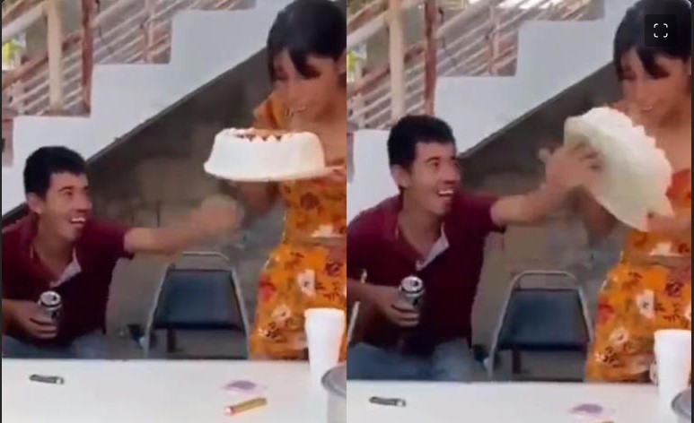Borrachito arruina fiesta por aventar pastel a cumpleañera; su reacción vale oro