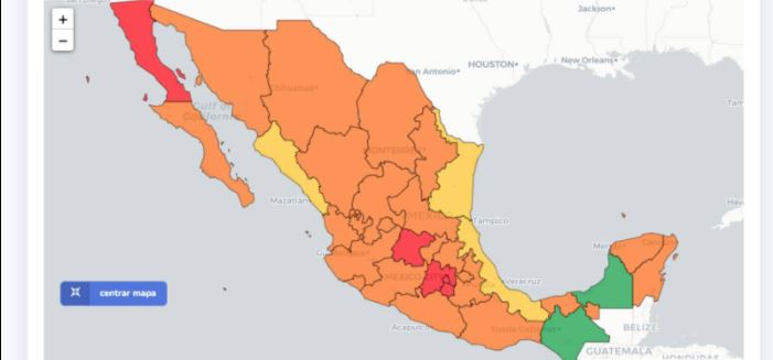 Semáforo epidemiológico pone a cinco entidades en rojo