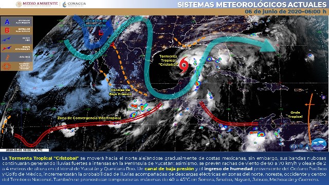 Hoy sábado: Lluvias fuertes en el Sureste de México y en la Península de Yucatán