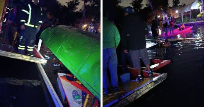 Pelea en trajineras de Xochimilco termina con dos embarcaciones hundidas