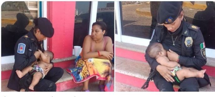 Acapulco: Mujer policía amamanta a bebé que llevaba 24 horas alimentarse