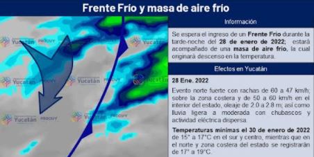 Entrará nuevo intenso Frente Frío a Yucatán el próximo fin de semana: Procivy