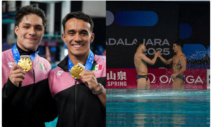 Oro mexicano en la Copa del Mundo de Clavados en Guadalajara; Celaya y Olvera lo ganan