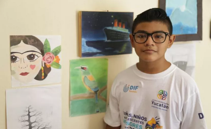 Tixkokob: Jovencito gana concurso nacional de dibujo sobre trabajo infantil