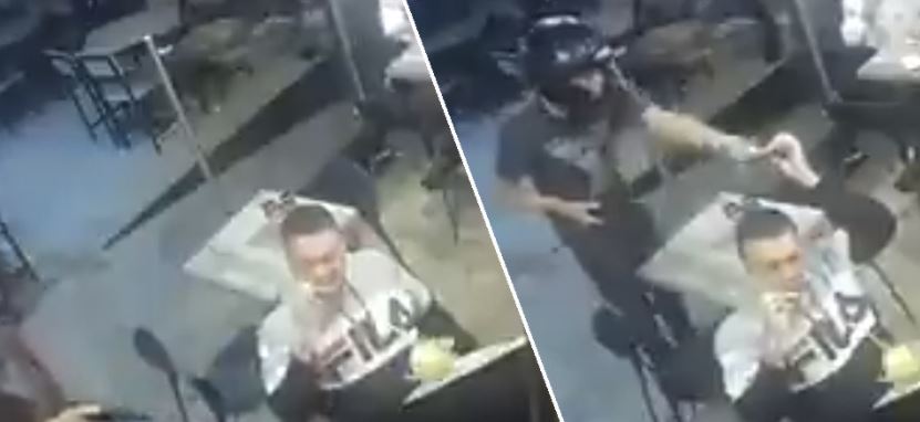 VIDEO: Le valió que había un asalto y siguió comiendo sus alitas de pollo