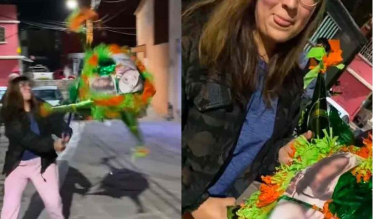 VIDEO: Jóvenes celebraron posada rompiendo piñata con fotos de sus exnovios