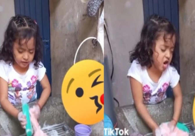 (VÍDEO) Niña se viraliza al lavar platos cantando tema de Ángela Aguilar y Yuridia