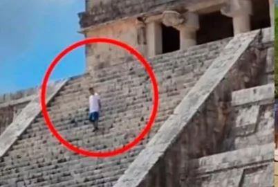 (VIDEO) Esta multa pagará el turista que subió la pirámide de Chichen