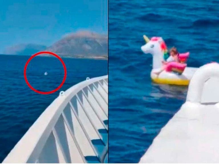 Niña es rescatada flotando en alta mar con salvavidas de unicornio