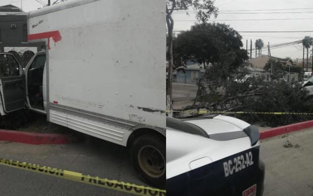 Criminales en Tijuana intentan huir en camión de mudanzas, chocan y son detenidos