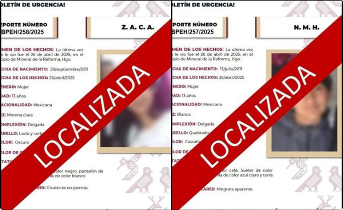 Localizan en CDMX a adolescentes reportadas como desaparecidas en Hidalgo