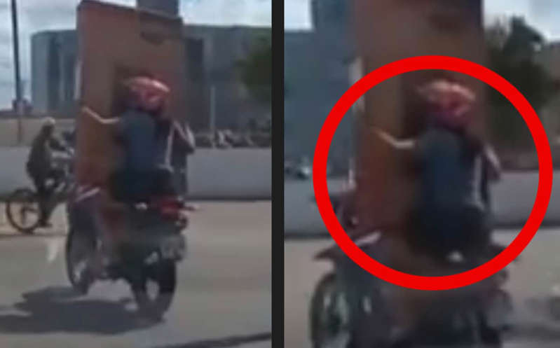 (VÍDEO) ¡Buen Fin de malas: Pareja compra pantalla y se les cae al ir en moto