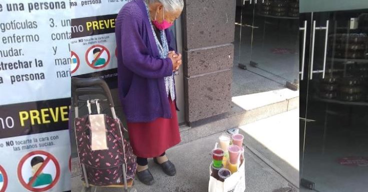 Enternece abuelita que vende gelatinas en la calle desafiando a la Covid-19