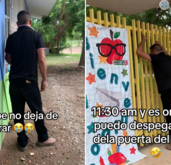 La emotiva reacción de un padre en el primer día de kínder de su hija en Guamúchil