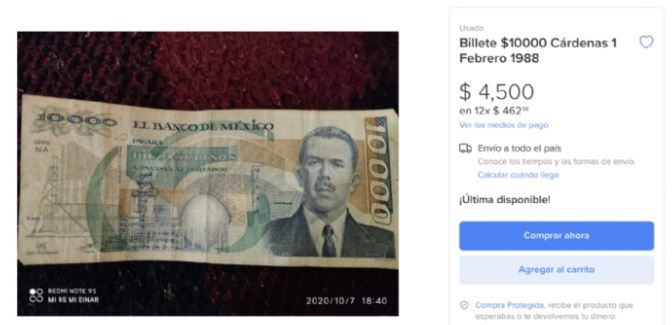 Billetes de Lázaro Cárdenas se pueden vender en miles de pesos