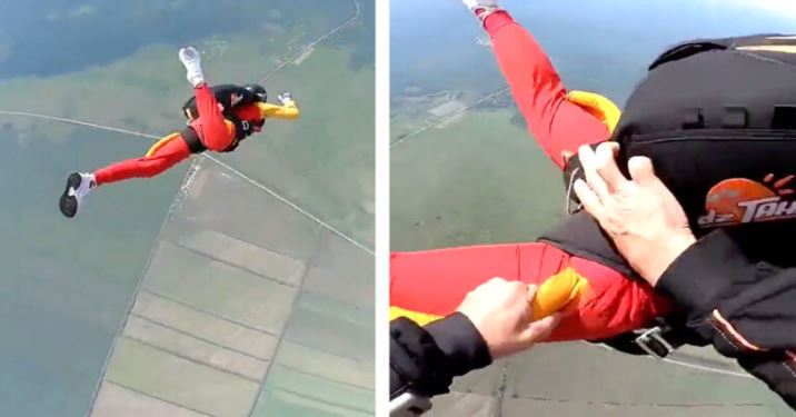 (VÍDEO) Mujer se lanza de avión y ¡no logra abrir su paracaídas! Esto pasó