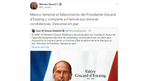 Ebrard comete error en mensaje de pésame; lo tunden en redes