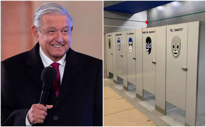 AMLO reacciona a polémica por decoración de los baños del Aeropuerto Felipe Ángeles