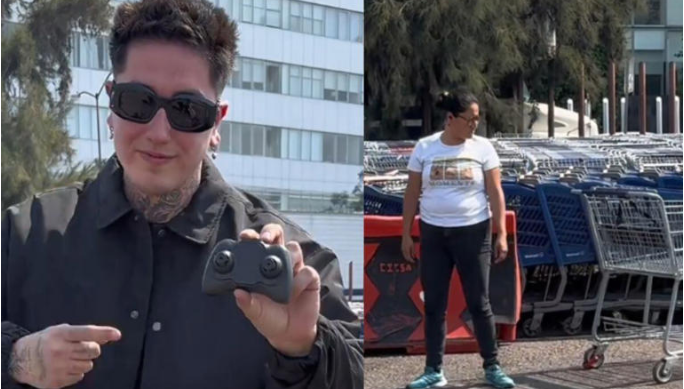 Influencer crea un carrito de supermercado con control remoto para ver la reacción de la gente
