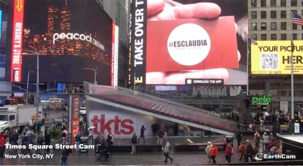 Publicidad pagada de Sheinbaum en Times Square: 40 Dlls, 15 segundos