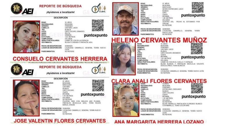 Nuevo León: Desaparecen 5 miembros de una familia en General Terán