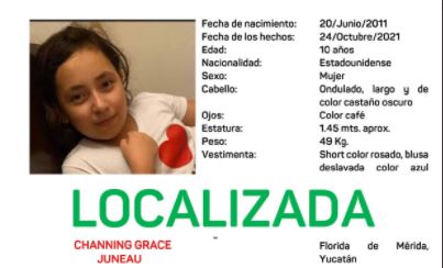 Aparece con bien niña de EE.UU.  reportada como robada en Mérida