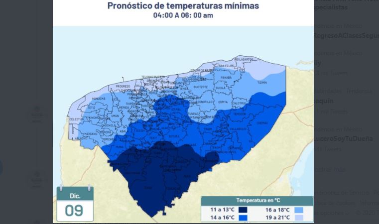 Yucatán: Este miércoles la temperatura bajará hasta 11 grados en algunas zonas