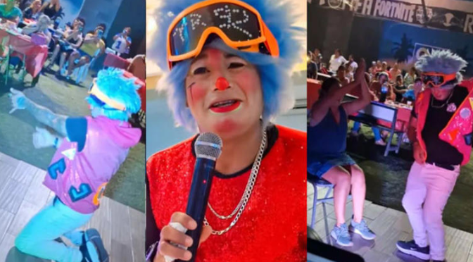 Famoso payaso bromea con baile a mujer y es amenazado con arma, en pleno show