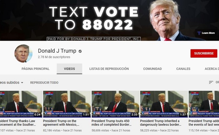 Trump pierde otra cuenta: ahora YouTube restringe su canal