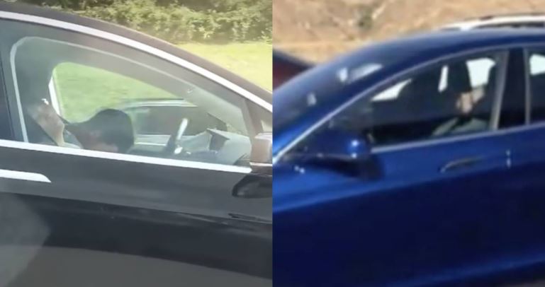 Se duermen al volante...  a bordo de un Tesla
