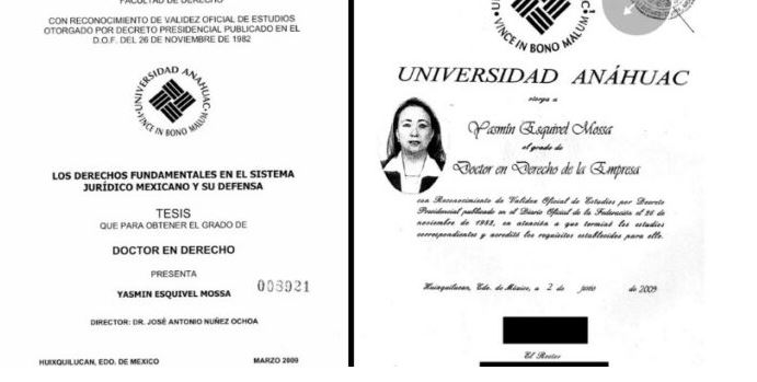 La Anáhuac no actuará contra Yasmín Esquivel, por plagio de tesis doctoral