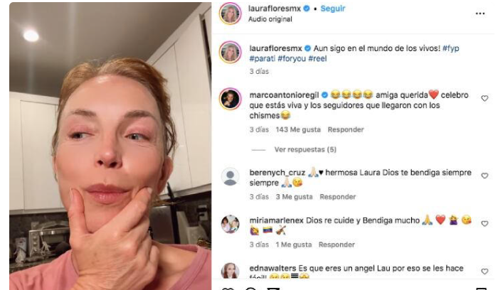 Laura Flores explota contra rumores de su supuesta muerte: "Sigo en el mundo de los vivos"